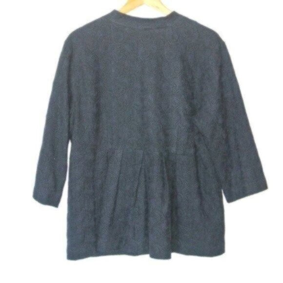 Eileen‎ Fisher Black Texturized Embroidered Blazer L Large - Picture 8 of 8